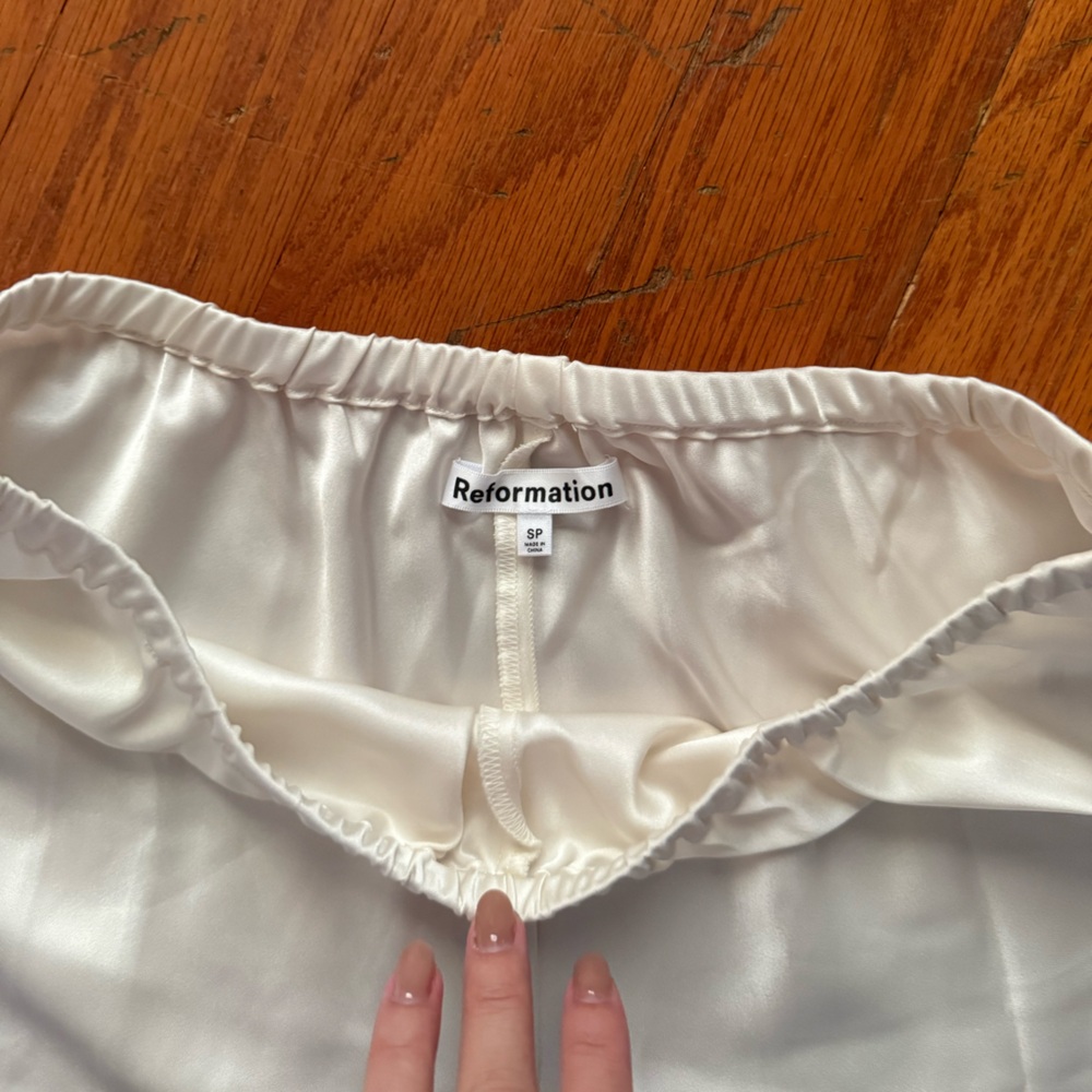 Reformation gale satin pants in white PS